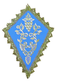 Плат под крест, виноград вышивка, зубчик голубой 30/42