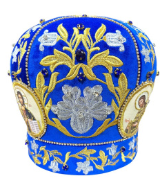 Митра, бархат, синяя (вышивка) 57,5р