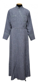 Подрясник лен-габардин (серый,  вышивка крест) 52р.