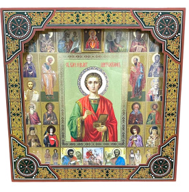 Пантелеймон (багетная рамка, подарочная коробка) 26/26см