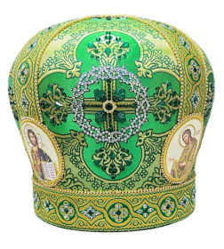 Митра парча Т (зеленый с золотом, иконы холст) 58р