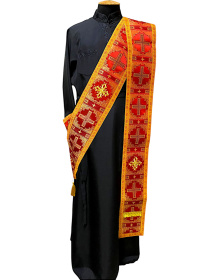 Орарь+ поручи двойной парча Т  (красный с золотом) 