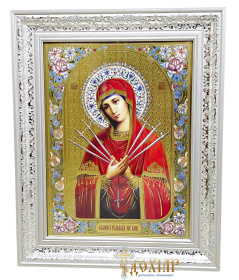 Икона Божией Матери «Семистрельная» (багетная рамка) 40/50см