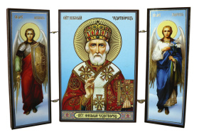 Складень "Николай Чудотворец" (Арх. Михаил и Гавриил)  ↕8.5см ↔6см  ДСП Литография