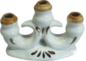 Подсвечник Тройник бело-золотой малый ↕6см