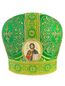 Митра парча (зеленый с золотом, иконы холст) 58р
