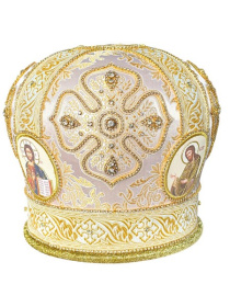 Митра иерейская  парча (белое с золотом) 56р