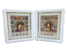  Пара СПАСИТЕЛЬ И КАЗАНСКАЯ БОЖЬЯ МАТЕРЬ (фигурная) 25/28