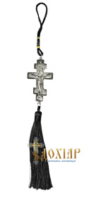 Подвеска крест, метал с кисточкой (никель)