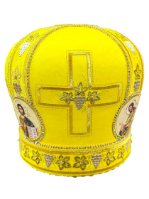 Митра атлас, желтая ,Крест (вышивка) 57,5р