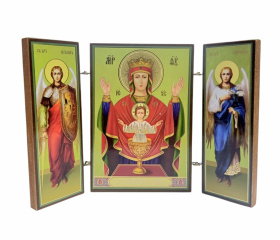 Складень "Неупиваемая чаша" (Арх. Михаил и Гавриил)  ↕8.5см ↔6см  ДСП Литография