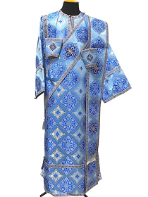 Комплект протодиакона, парчаТ голубое серебро(стихарь+орарь+поручи) 54/150