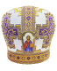 Митра парча Греция (белый с фиолетовым) 58,5р