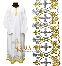 Подризник костюмная ткань с вышивкой (крестик в цветах) 54/150