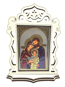 Икона СВЯТОЕ СЕМЕЙСТВО на подставке (дерево) ↕13см ↔10см 