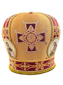 Митра парча Греция (желтая с бордо) 57,5р