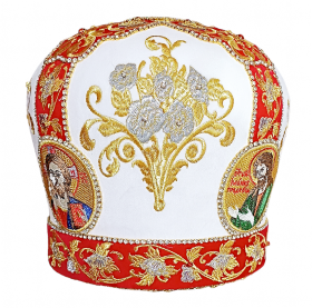 Митра белая, Цветы (вышивка) 59р.