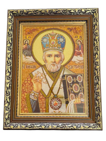 Николай Чудотворец  (янтарь) 30/38 см