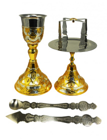 Евхаристический набор 0,350 л. №07 (1003-07, Греция, никель с позолотой)