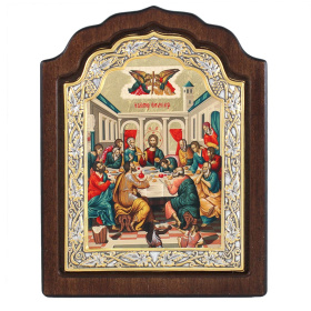 Тайная Вечеря ↕33см ↔25см МДФ Шелкография Серебро Позолота Сусальное золото