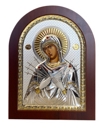 Икона Божией Матери «Семистрельная» (гальваника) 20/26см