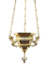 Лампада подвесная ↕55см ↑13см Ø8см Позолота Греция 
