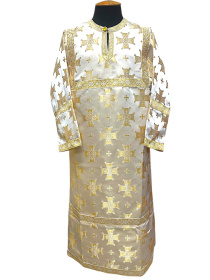 Стихарь детский,парча Т ( крест) белое-золото  150 см