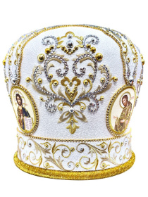 Митра иерейская  вышивка на парче (орнамент с завитками) 61р