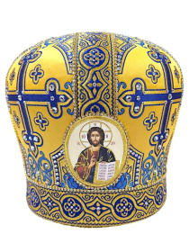 Митра парча Греция (желто-синяя)  56р