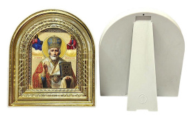 Икона Николай Чудотворец рамка арка, пластик 15/18 см