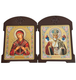 Икона-складень двойник Николай Семистрельная (мдф) 18/24см