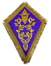 Плат под крест, виноград вышивка, бахрома фиолетовый 30/42