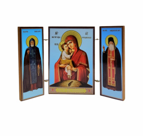 Складень "Почаевская  Б.М" (Иов и Амфилохий Почаевские) ↕8.5см ↔6см ДСП Литография