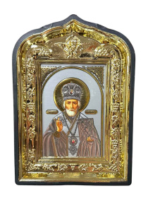 Николай Чудотворец рамка голуб, пластик 10/14см