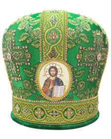 Митра парча Т (зеленый с золотом, иконы холст) 57,5р