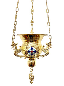 Лампада подвесная ↕55см ↑13см Ø8см Позолота Греция 