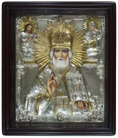 НИКОЛАЙ ЧУДОТВОРЕЦ ↕40см ↔35см Дерево Письмо Гальваника