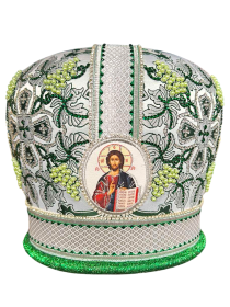 Митра парча Греция (зеленый с серебром) 60 р