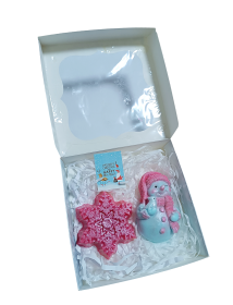 Мыло ручной работы набор "Снеговик со снежинкой" 2шт