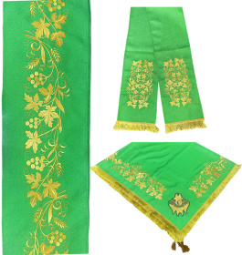 Комплект скатерть, рушник, закладка (вышивка на парче)