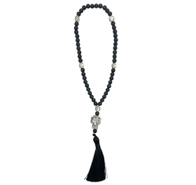 Чётки ЧЕРНЫЕ с металическим крестом 50 зерен 