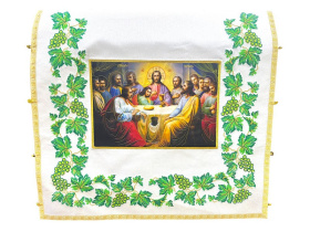 Облачение на престол + скатерть (парча, вышивка, иконы на холсте)