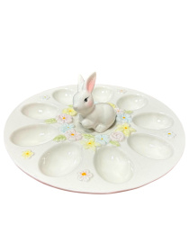 Тарелка подставка под пасхальные яйца керамика (зайченок)