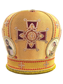 Митра парча Греция (желтая с бордо) 58 р