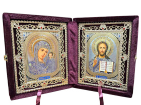 Вседержитель Казанская  20/25см бархат, cъeмный  Б-35-4-Б