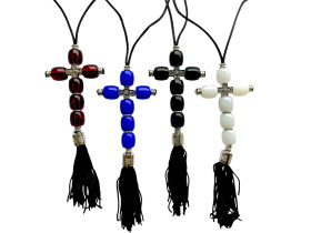 Подвеска крест цветной с кистью 5/12см