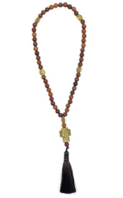 Четки дерево с металлическим крестом 50 зерен (золото)