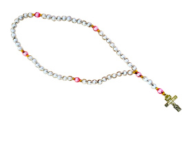 Чётки БЕЛЫЕ с металическим крестом 50 зерен 