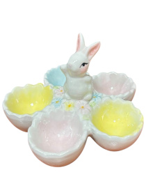 Тарелка подставка под пасхальные яйца керамика (зайченок)