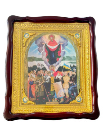 Покрова Козацкая икона Божией Матери в ризе с эмалью 42/48 см